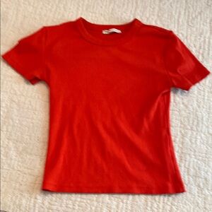ZARA Red Ribbed Shirt
